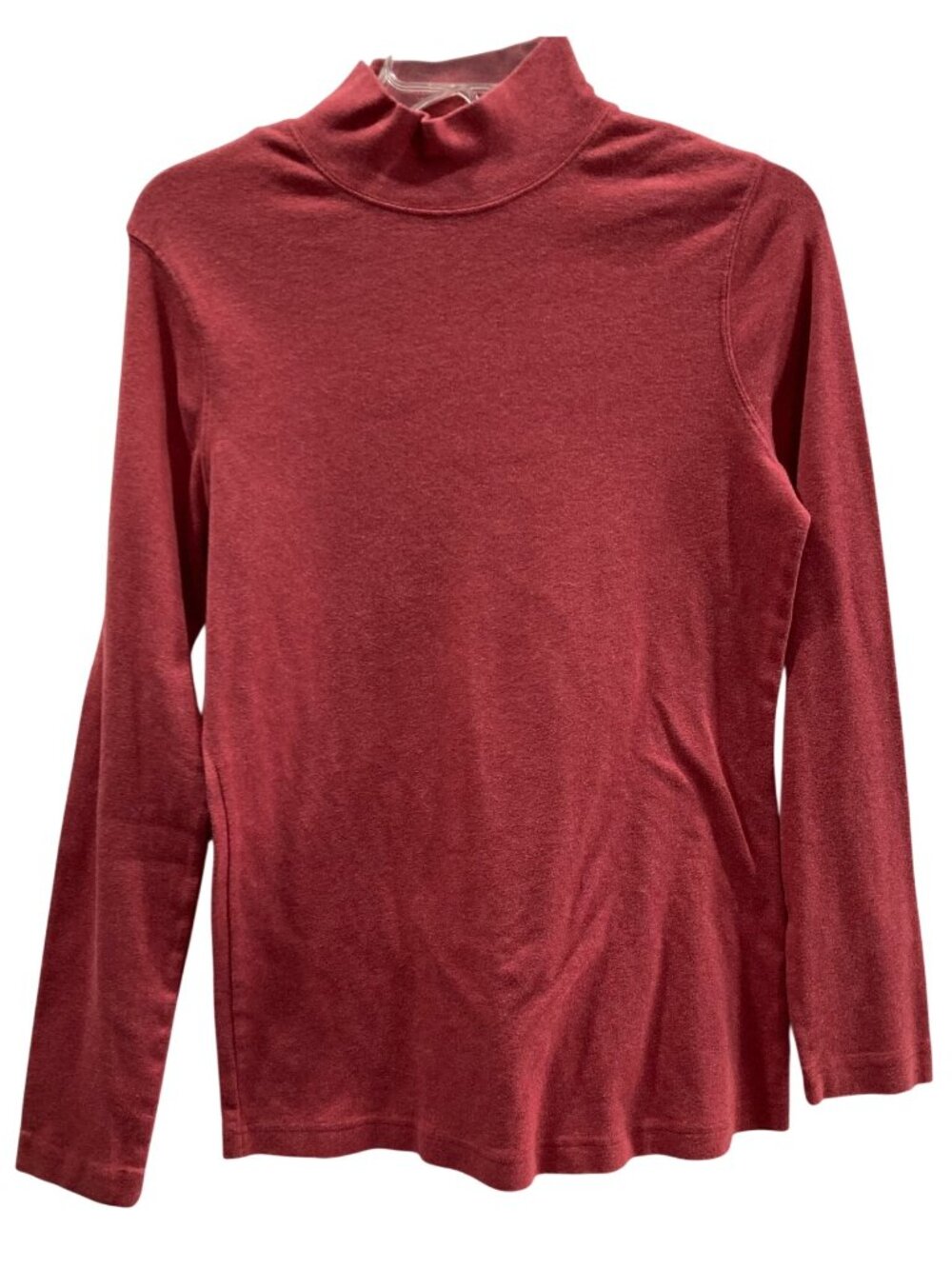 Duluth Trading Womens S Mock Neck Shirt Red Long Sleeve Casual Basic Layering